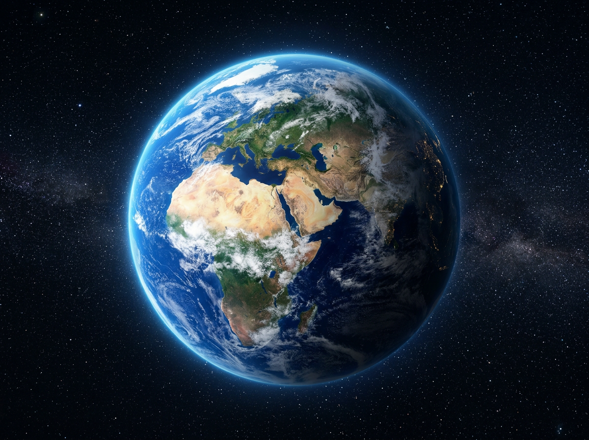 Earth viewed from space showing oceans and clouds