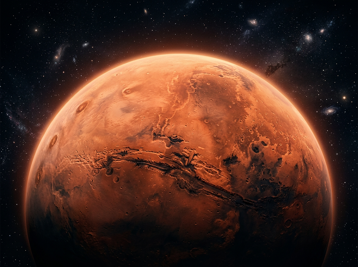 Mars close up with cratered surface